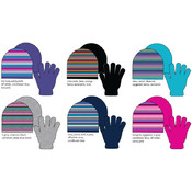 Ladies  2 Pc. Set W Multistripe Hat &amp; Solid Glove