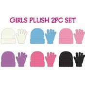 Girls 2 Piece Plush Winter Hat and Glove Set