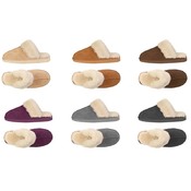 Ladies Sherpa-Lined Microsuede Slippers