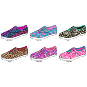 Ladies Printed Laceless Slip-on Sneakers