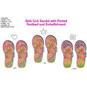 Girls Eva Cork Multicolor Embellished Flip Flops