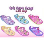 Girls Charm Thong Wedge Flip Flops