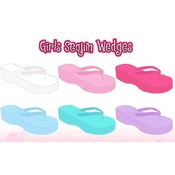 Girls Sequin Wedge Flip Flops
