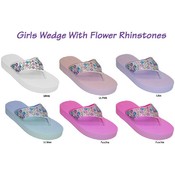 Girls Wedge W/Flower Rhinestones