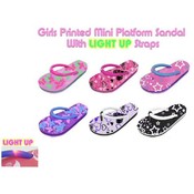 Girls Printed Mini Platform Sandal W/ Light Up Str