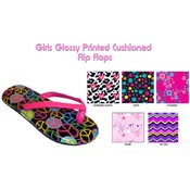 Girls Glossy Printed Cushioned Flip Flops