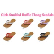 Girls Studded Ruffle Flip Flops