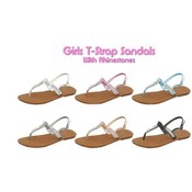 Girls T-Strap Flip Flops With Rhinestones