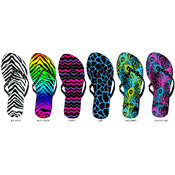 Ladies Printed Nubuck Flip Flop -Rhinestone Upper