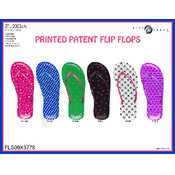 Ladies Printed Patent Flip Flops