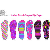 Ladies Stars and Stripe Bright Colored Flip Flops