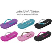 Ladies Eva Wedge With Bow &amp; Charm Embellishment