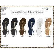 Ladies Studded T-Strap Sandals
