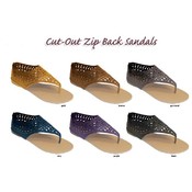 Ladies Microsuede Cut-Out Sandals