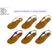 Ladies Snakeskin T-Strap Sandals