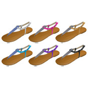 Ladies Canvas T-Strap Sandals