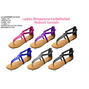 Ladies' Rhinestone Embellished Nubuck Sandals