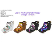 Ladies Multi Color Strappy Wedge Sandals