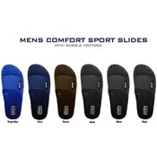 Mens Comfort Sport Slides With Bubble Footbed