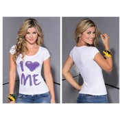 Ryocco V-Neckline Printed T-Shirt White Medium(Pack of 1)
