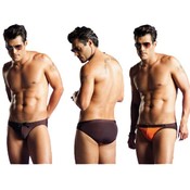 Vuthy Mens Bikini Swimwear Brown Orange Small