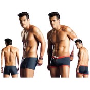 Vuthy Mens Squarecut Swim Suit Gray/Red Medium