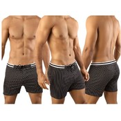 Vuthy Mens Black Pinstripe Boxer Short Swimsuit XL