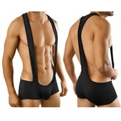 Candyman Mens Black Suspender Boxer Briefs Large