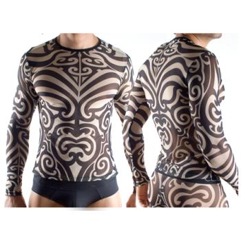 Wholesale Clever Maori Long Sleeve Mesh TShirt Size XL