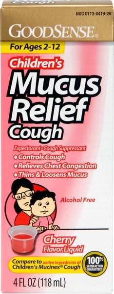 GoodSense Children's Mucus Relief Cough- Cherry 4 Oz(48x.50)