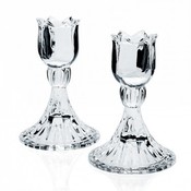 Tulip Candlestick Pair 5" Crystal
