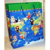 Large Drawstring Glossy Around the World Gift Bag