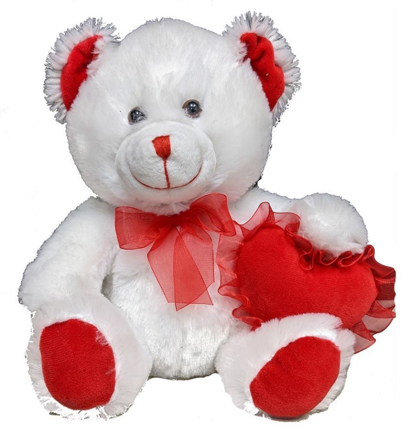 Wholesale Valentine's Teddy Bears - White Red, 10