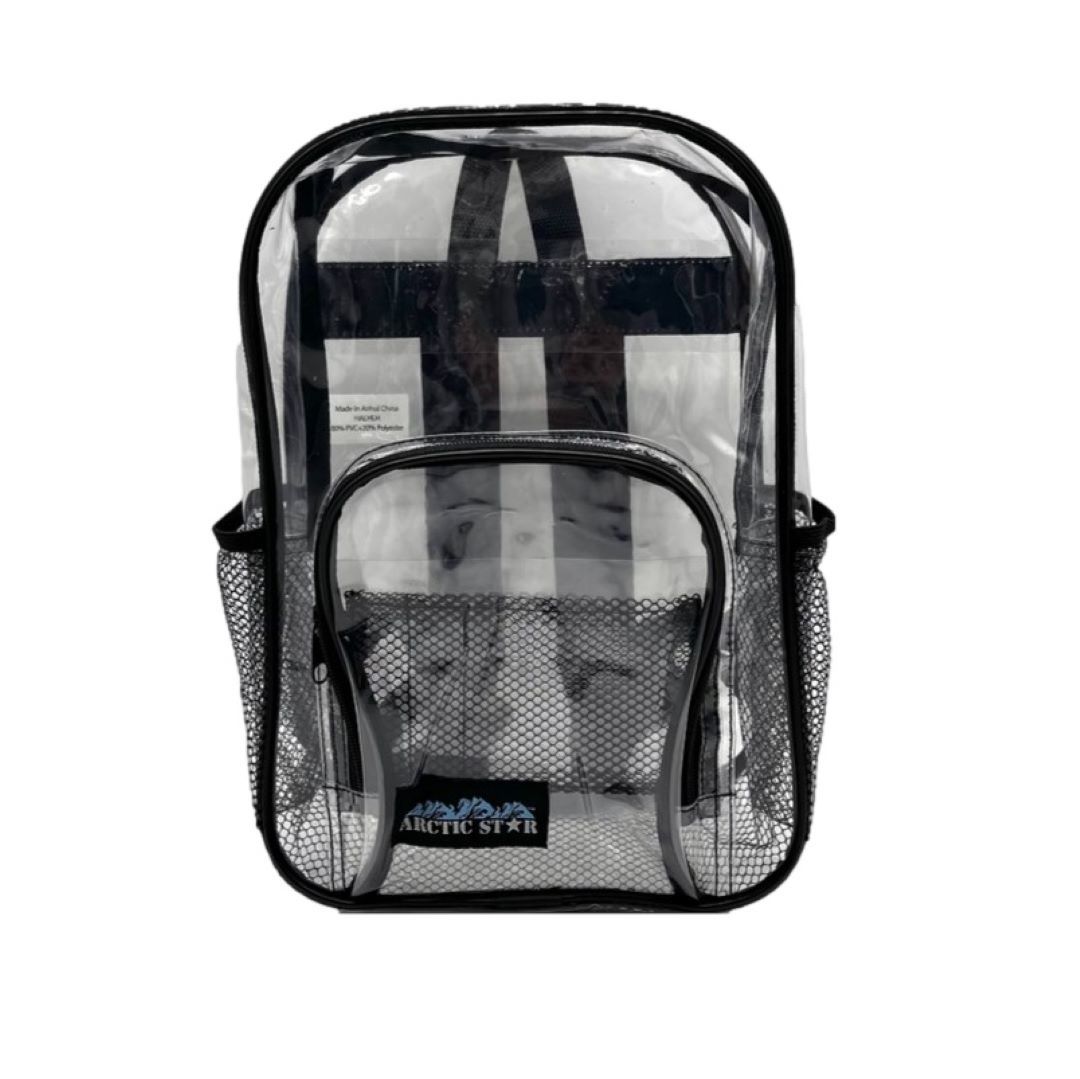 Wholesale Clear Backpacks Vinyl, 17", Side Pockets