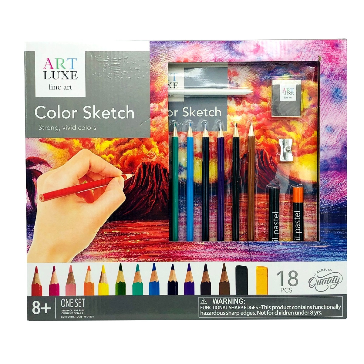 Wholesale Colored Pencil Sketch Sets 18Piece, Assorted
