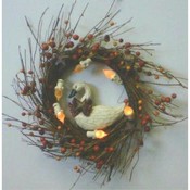 17" Lighted Swan &amp; Berry Wreath
