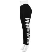 Ladies' Ripped Footless Leggings- Black