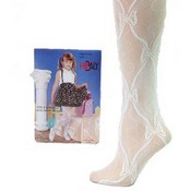 Girl's Stretch Lace Pantyhose - Black Only