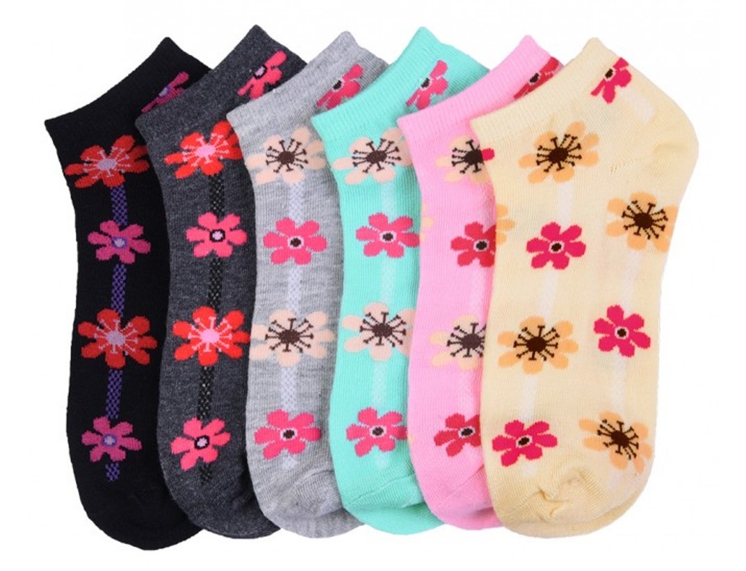 Wholesale Women's Cute Flower Print Ankle Socks Size 911