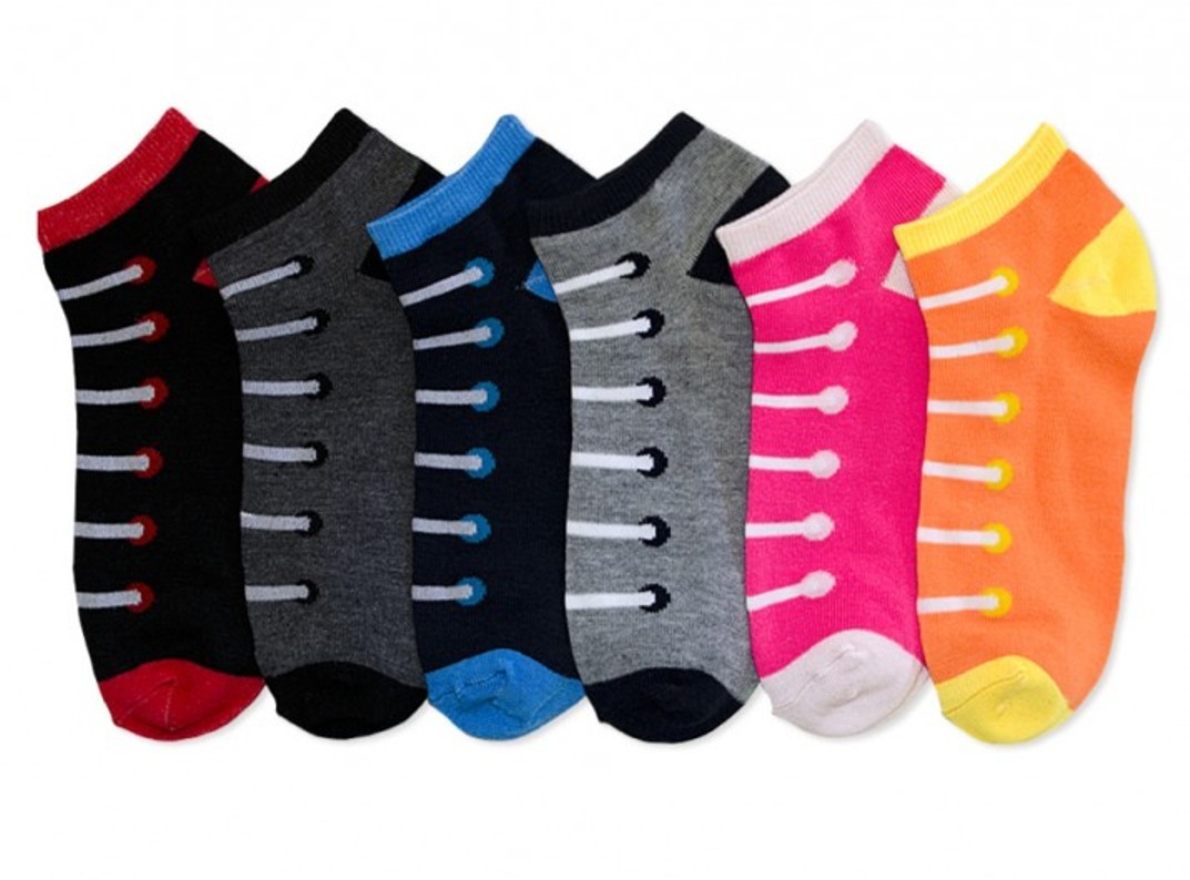 Wholesale Kids Colorful Sneaker Print Ankle Socks - Size 6-8