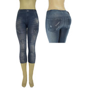 Ladies Seamless Capri "Jeggings"/  Light Blue -S/M