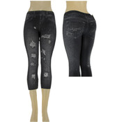 Ladies Capri "Jeggings"/ Black -L/XL
