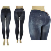 Ladies Footless Leggings  "Jeggings"/ Blue -L/XL