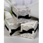 White Ribbon Weave Favor Boxes