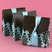 Turquoise &amp; Brown Flourish Favor Boxes