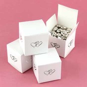 White Linked at Heart Favor Boxes
