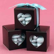 Brown Heart Window Favor Boxes