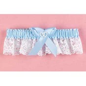 Blue Double Heart Garter Wide Lace
