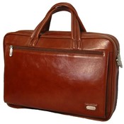 Leather Laptop Briefcase Deluxe Portfolio-Brown