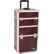 Burgundy Croc Rolling Makeup Case